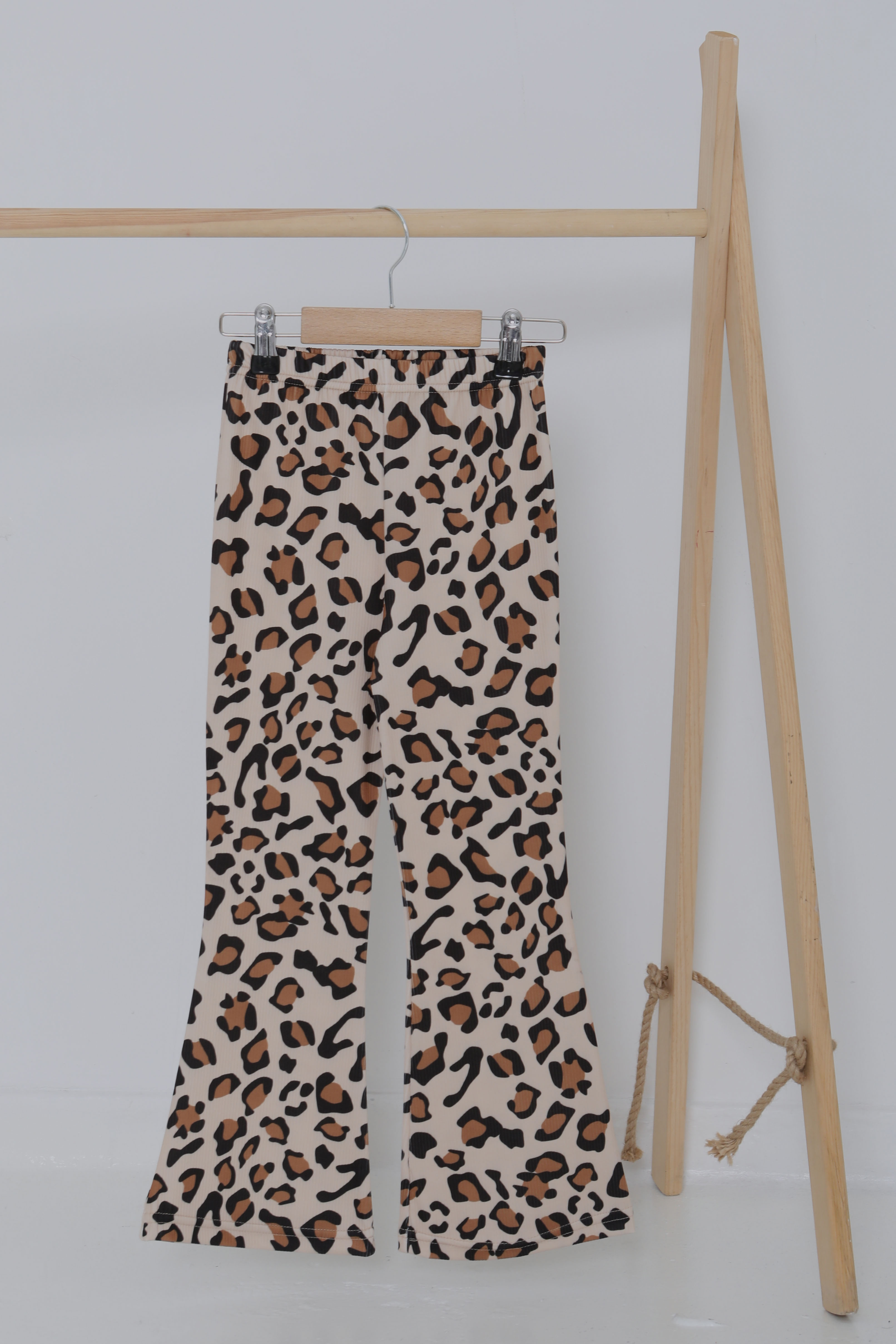 Kız Çocuk Bej Desenli İspanyol Paça Tayt - 27053 - 1