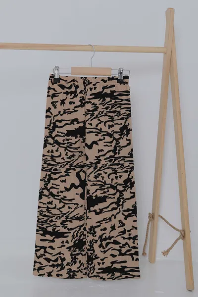 Kız Çocuk Bej Leopar Desenli Pijama Altı - 27051 