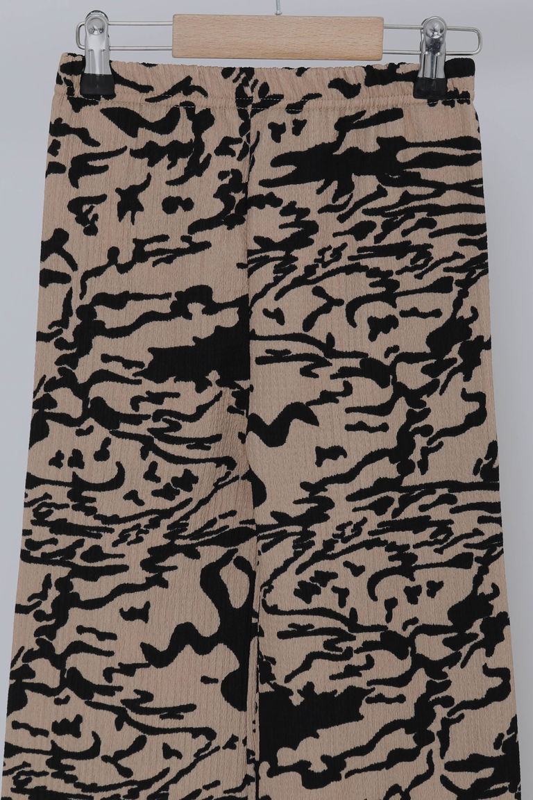 Kız Çocuk Bej Leopar Desenli Pijama Altı - 27051 - TOFİSA