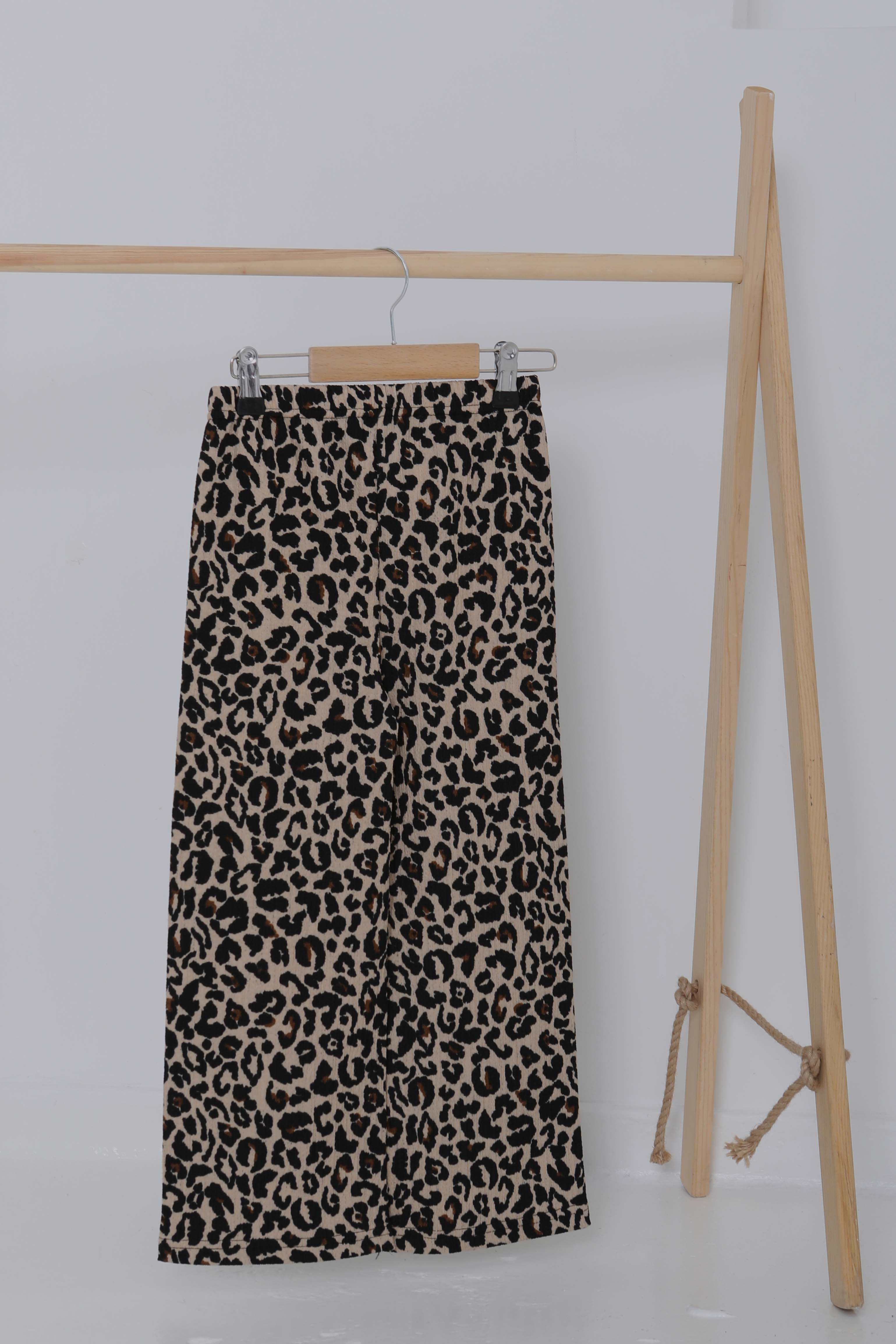 Kız Çocuk Bej Leopar Desenli Pijama Altı - 27052 - 1