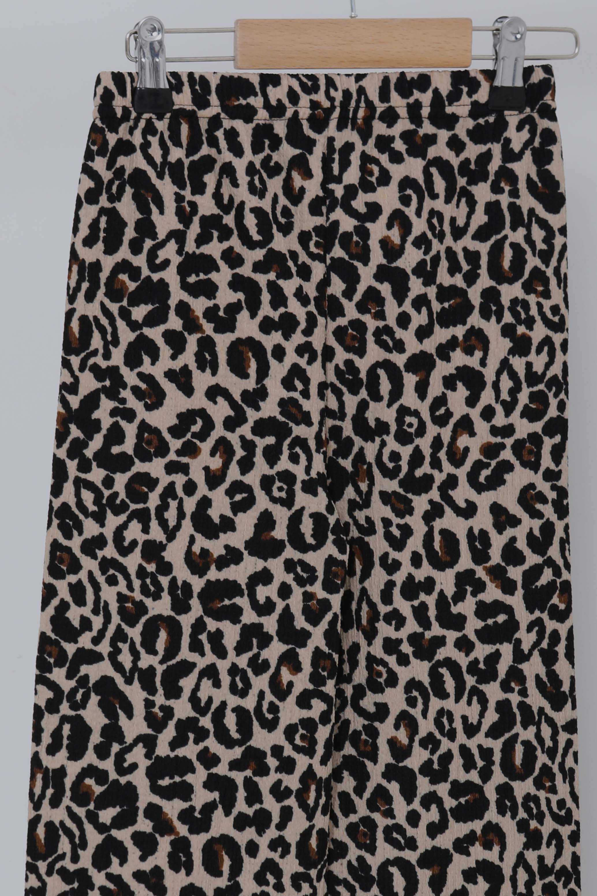 Kız Çocuk Bej Leopar Desenli Pijama Altı - 27052 - 2