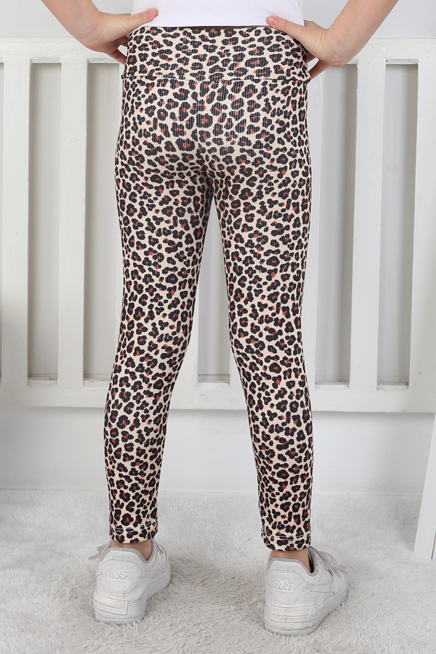 Kız Çocuk Bej Leopar Desenli Tayt - 26799 - 4
