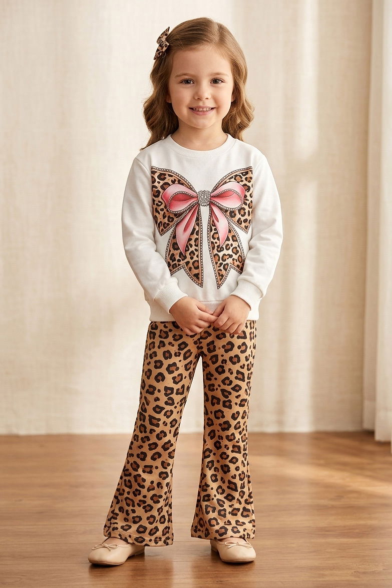 Kız Çocuk Beyaz Baskılı Şardonlu İkili Takım - 28365-BEYAZ - 1