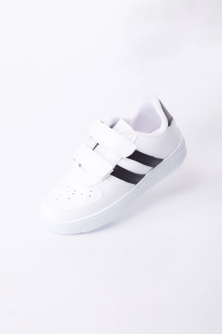 Kız Çocuk Beyaz Beyaz Siyah Cırt Cırtlı Spor Ayakkabı - 27088 - TOFİSA