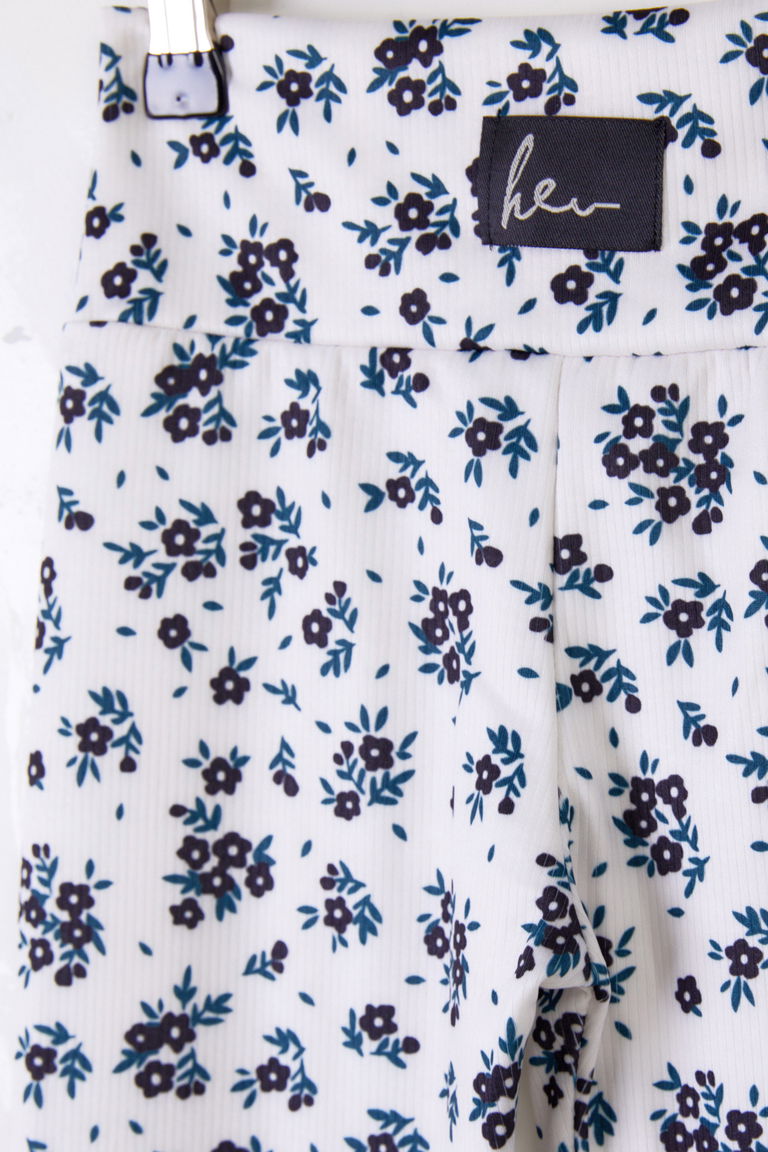 Kız Çocuk Beyaz Çiçek Desenli Tayt - 25510 - TOFİSA