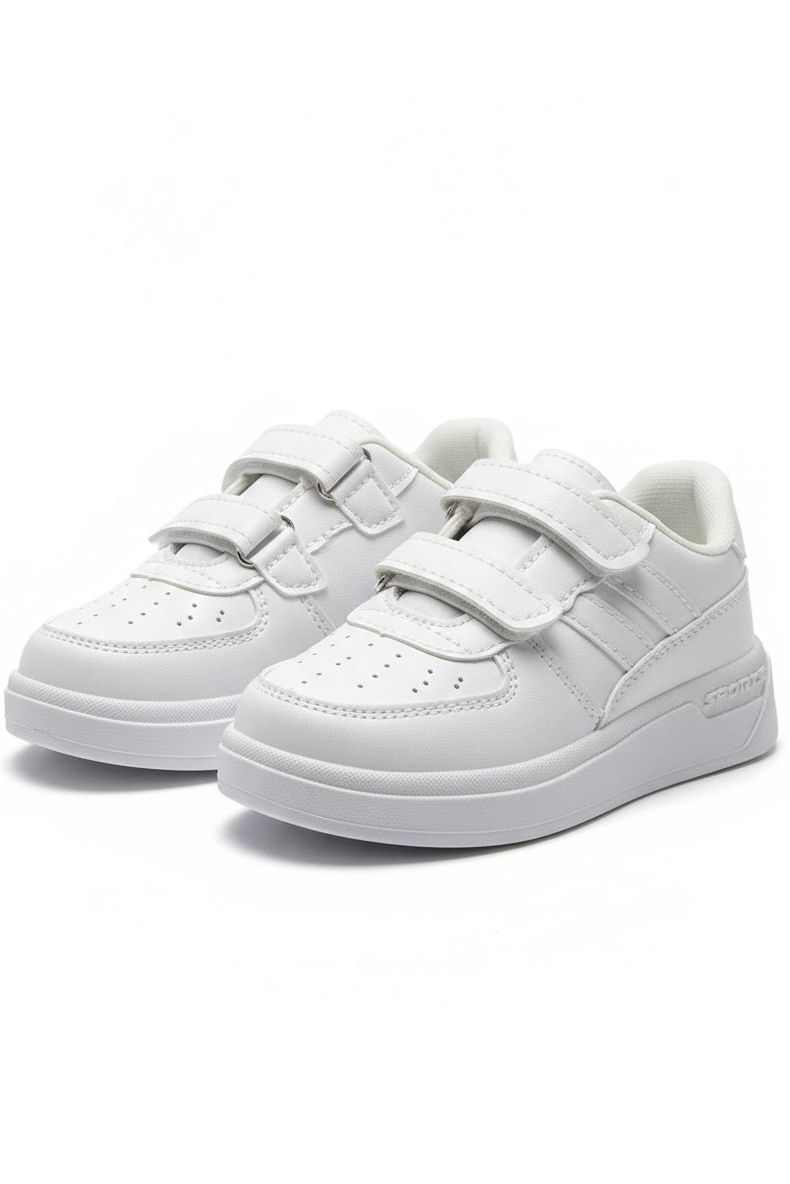 Kız Çocuk Beyaz Cırtcırtlı Işıklı Spor Ayakkabı - 28198-BEYAZ - 1