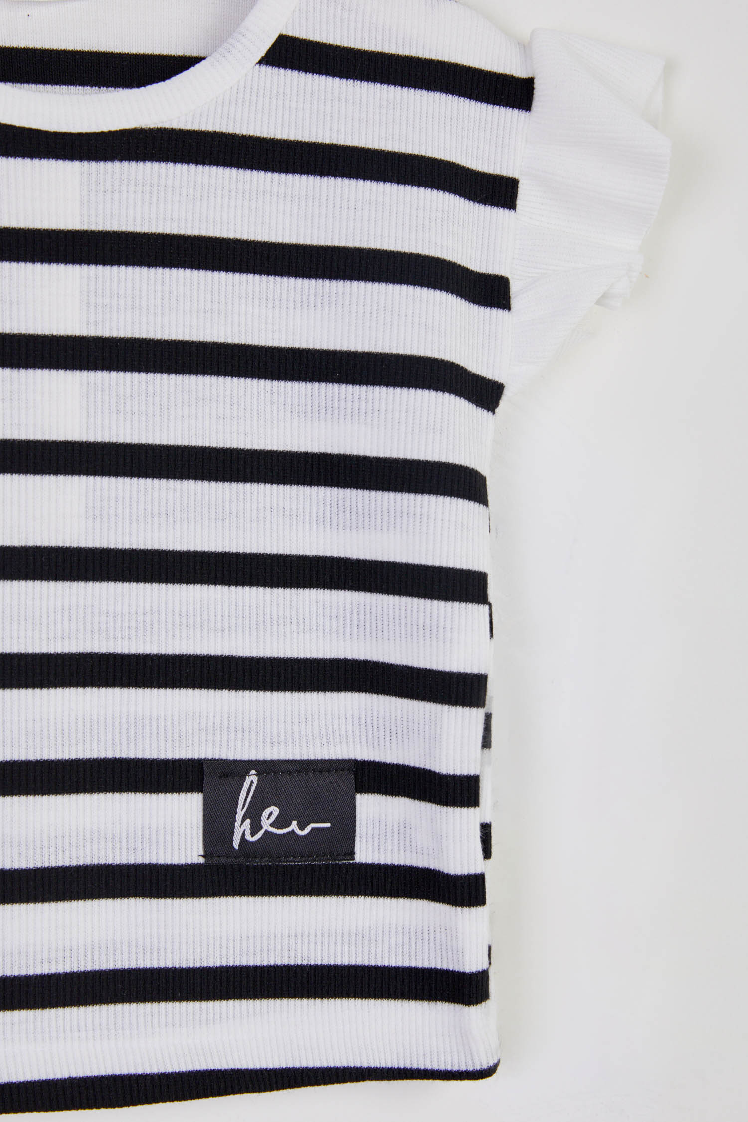 Kız Çocuk Beyaz Çizgili T-Shirt - 25785 - 2