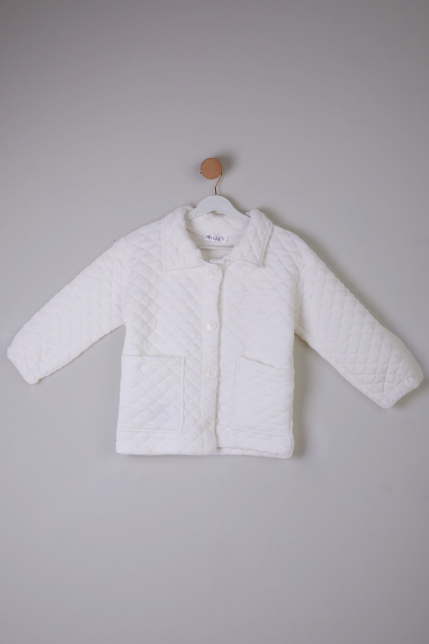 Kız Çocuk Beyaz Kapitone Ceket - 26100 - 1