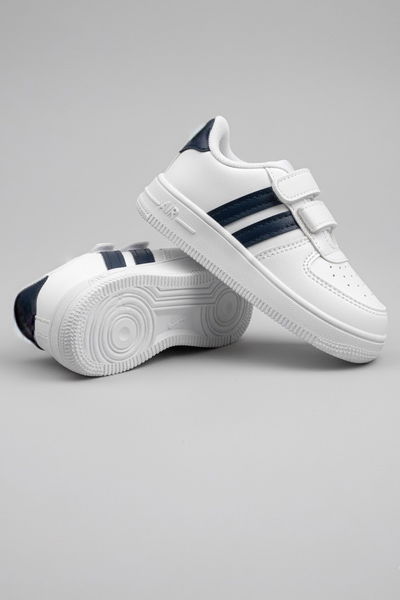 Kız Çocuk Beyaz Lacivert Renkli Bebek Ayakkabı - 27483-BEYAZ-LACIVERT 