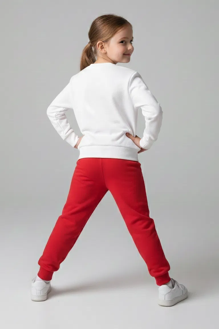 Kız Çocuk Bordo Baskılı Pijama Takımı - 28096-BORDO - TOFİSA