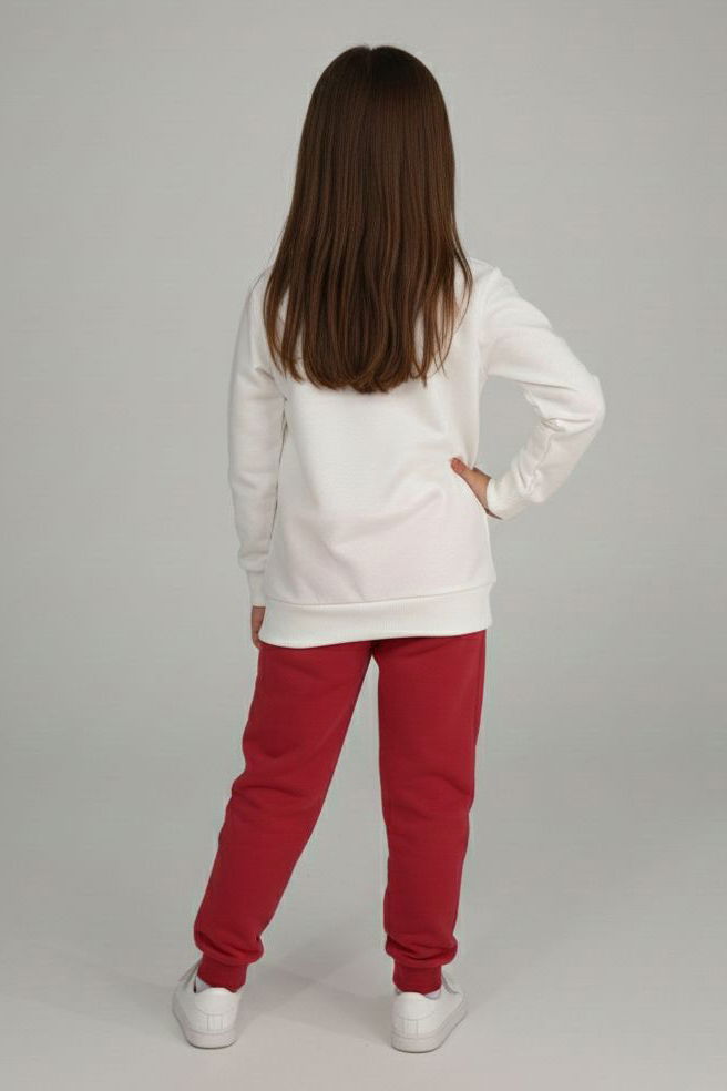 Kız Çocuk Bordo Baskılı Pijama Takımı - 28164-BORDO - 2