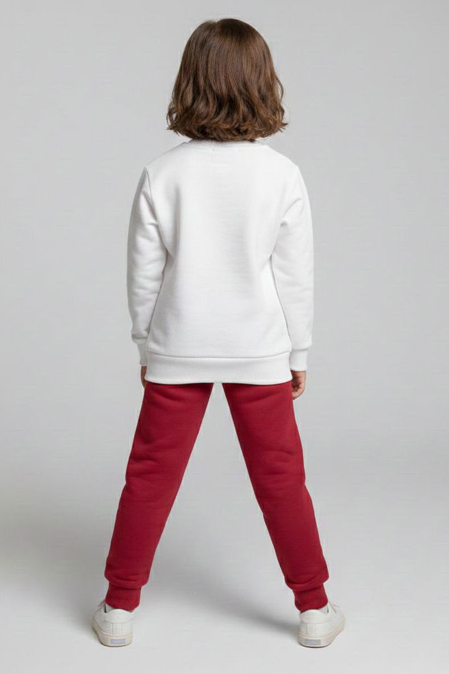 Kız Çocuk Bordo Baskılı Pijama Takımı - 28165-BORDO - 3