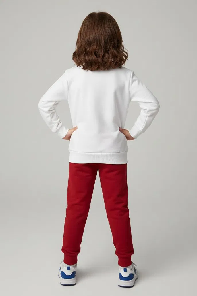 Kız Çocuk Bordo Baskılı Pijama Takımı - 28166-BORDO - TOFİSA