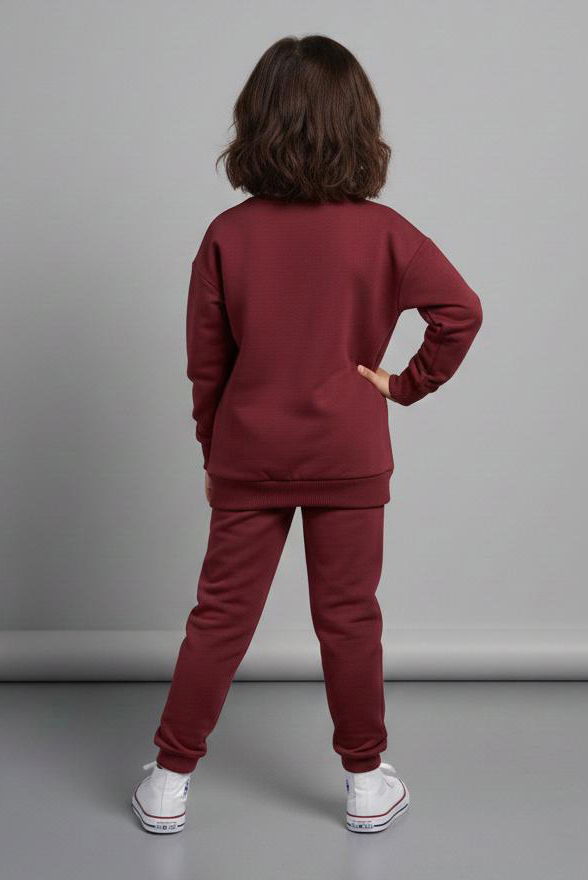 Kız Çocuk Bordo Baskılı Pijama Takımı - 28177-BORDO - TOFİSA