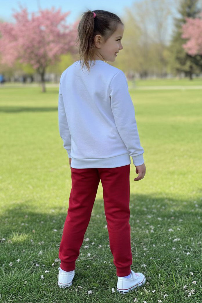 Kız Çocuk Bordo Baskılı Pijama Takımı - 28246-BORDO - 2