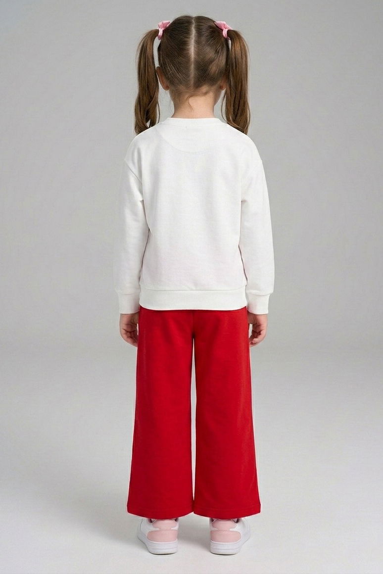 Kız Çocuk Bordo Baskılı Pijama Takımı - 28305-BORDO - 2