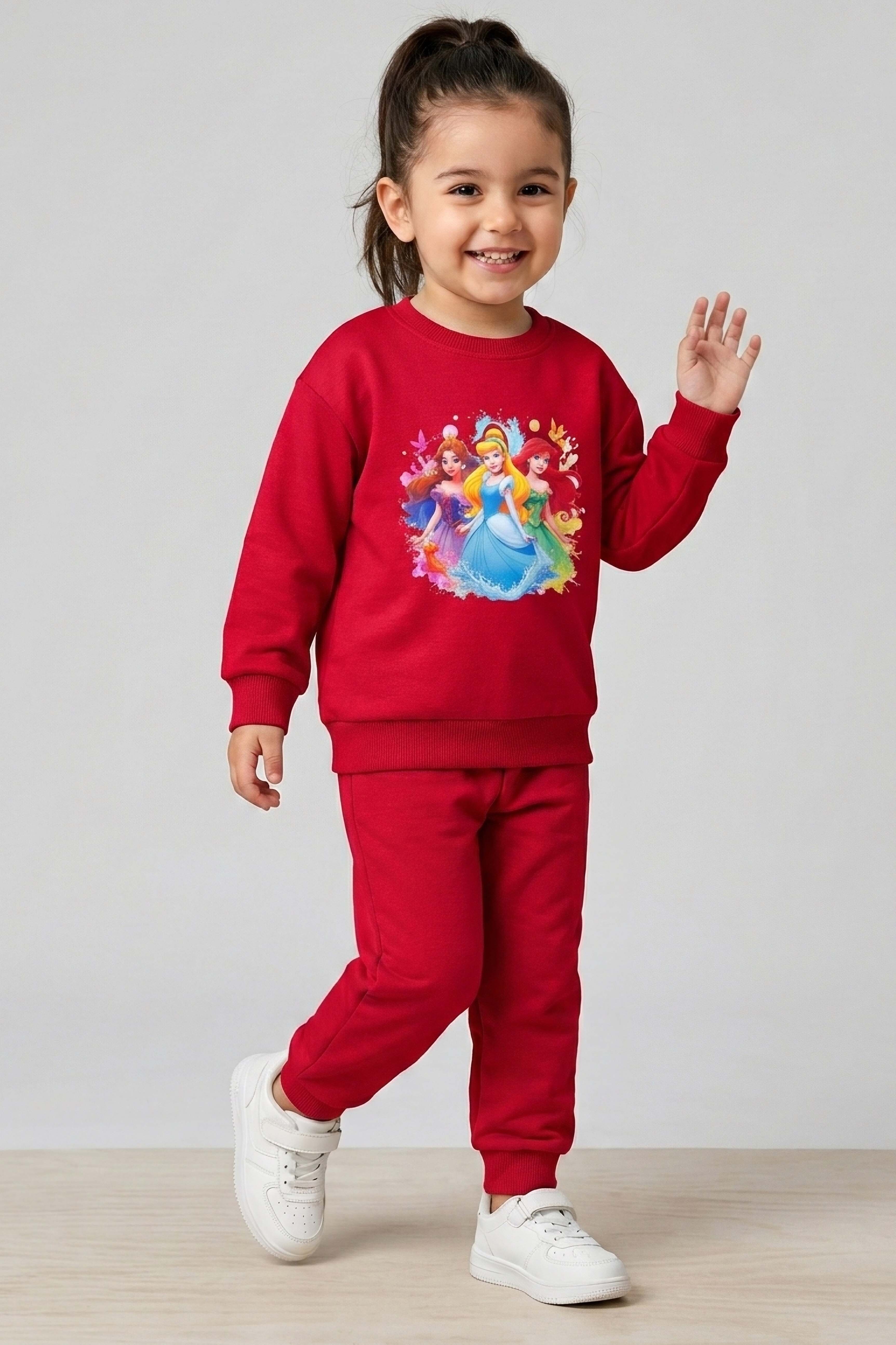 Kız Çocuk Bordo Baskılı Pijama Takımı - 28306-BORDO - 1