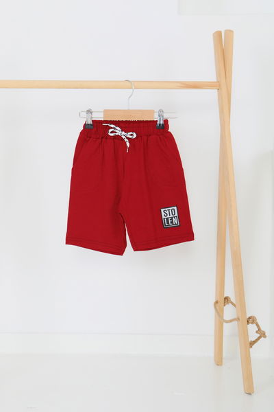 Kız Çocuk Bordo Baskılı Şort - 27335 