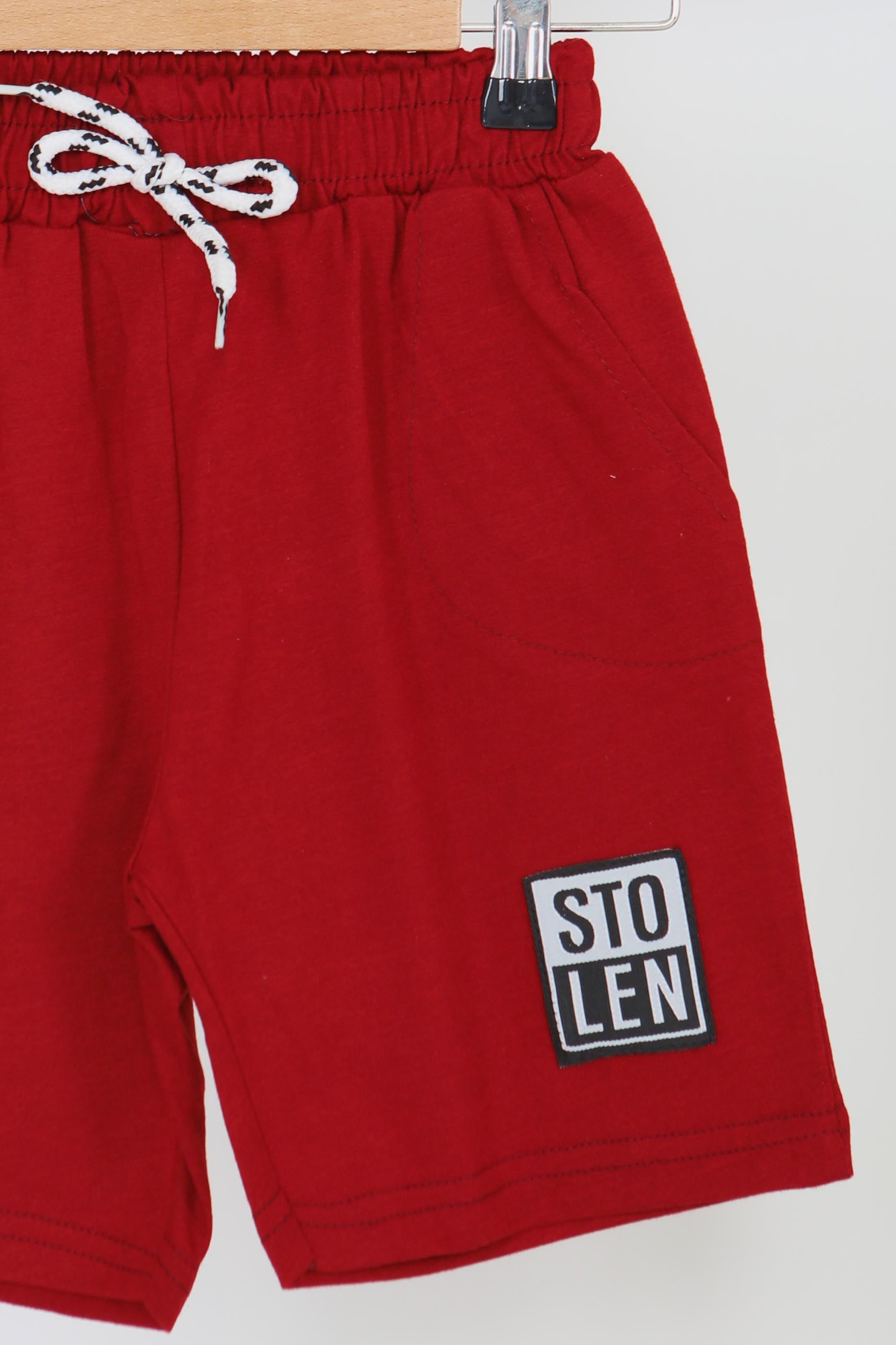 Kız Çocuk Bordo Baskılı Şort - 27335 - 2