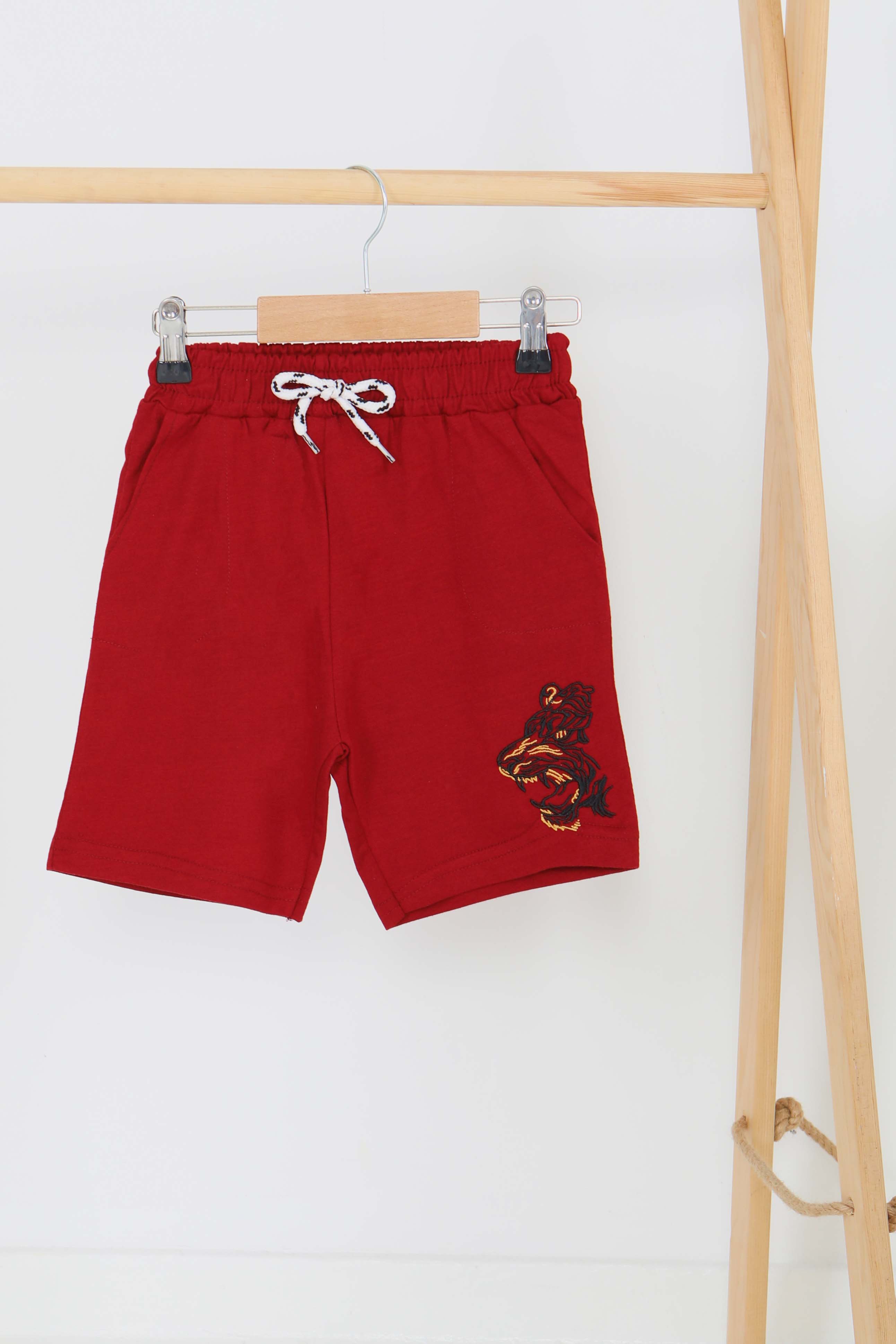 Kız Çocuk Bordo Baskılı Şort - 27336 - 1