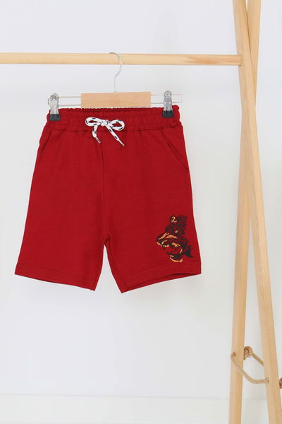 Kız Çocuk Bordo Baskılı Şort - 27336 