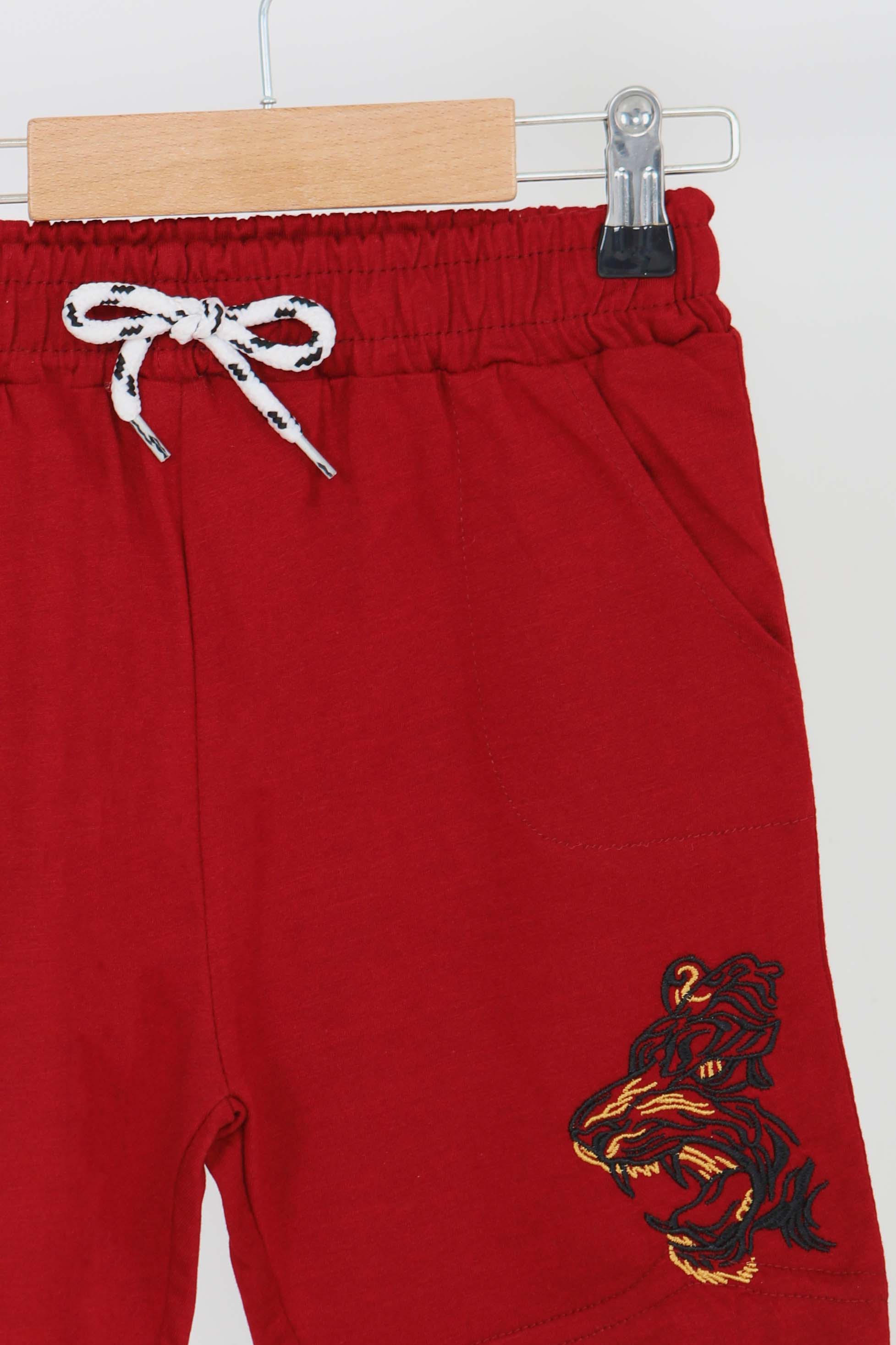 Kız Çocuk Bordo Baskılı Şort - 27336 - 2