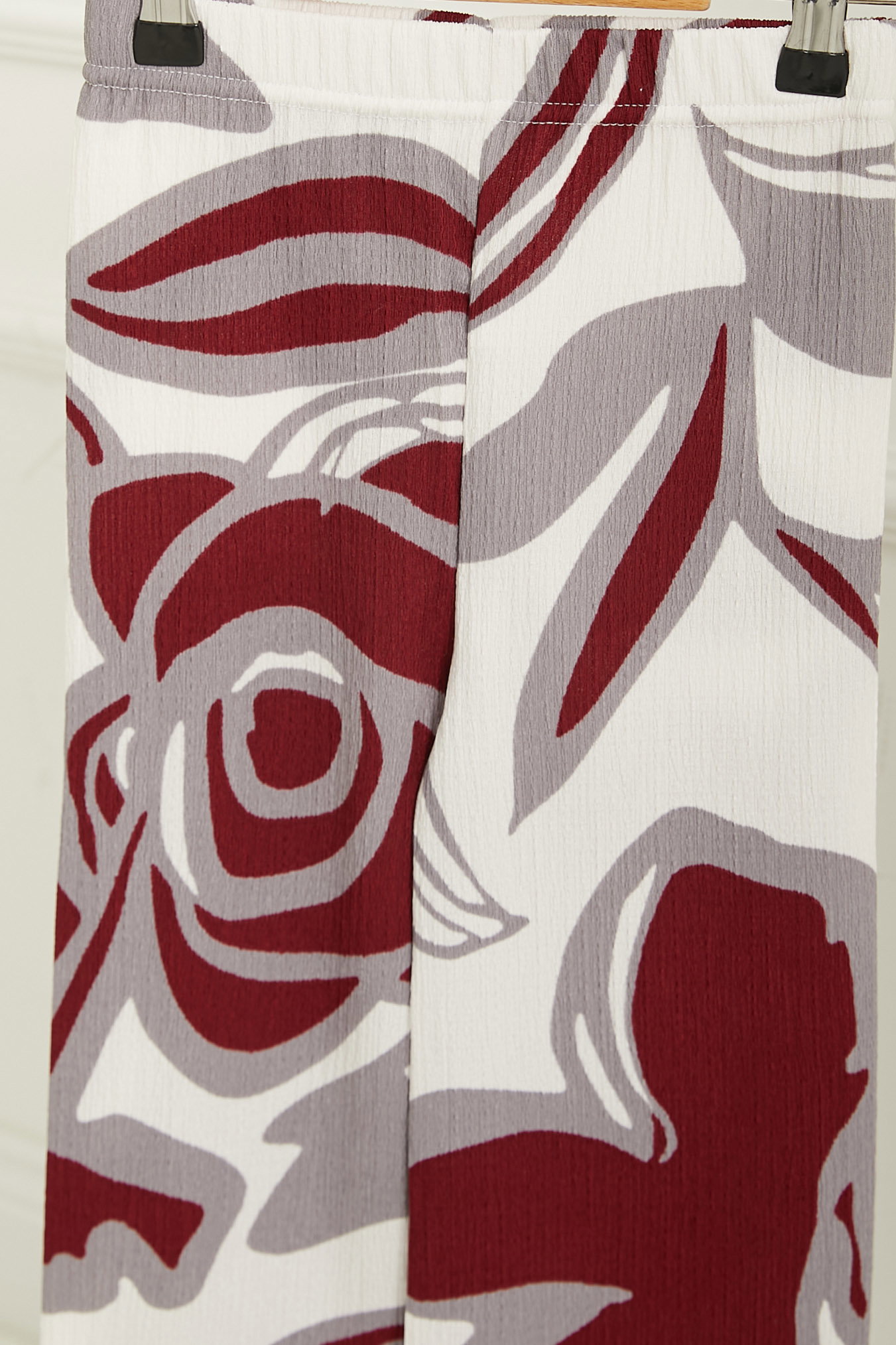 Kız Çocuk Bordo Kız Çocuk Desenli Beli Lastikli Pantolon - 26821 - 2