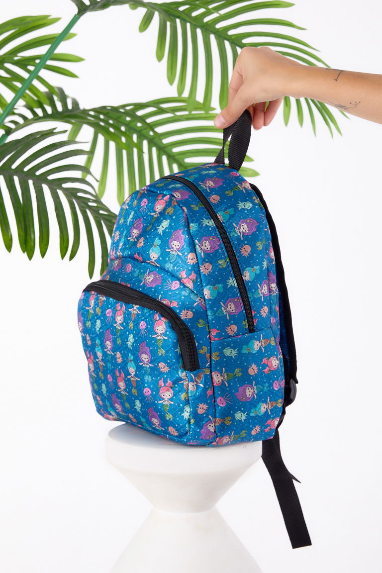 Kız Çocuk D1 Mavi Desenli Sırt Çantası - 26187 - TOFİSA