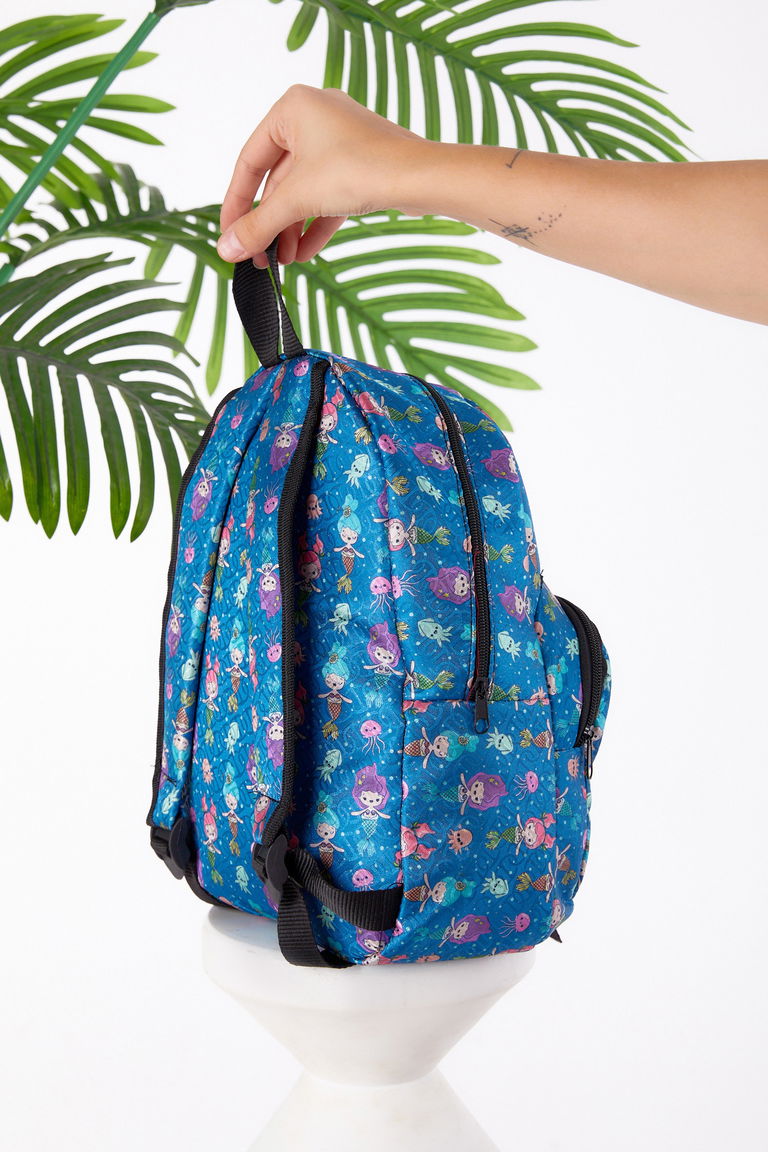 Kız Çocuk D1 Mavi Desenli Sırt Çantası - 26187 - TOFİSA