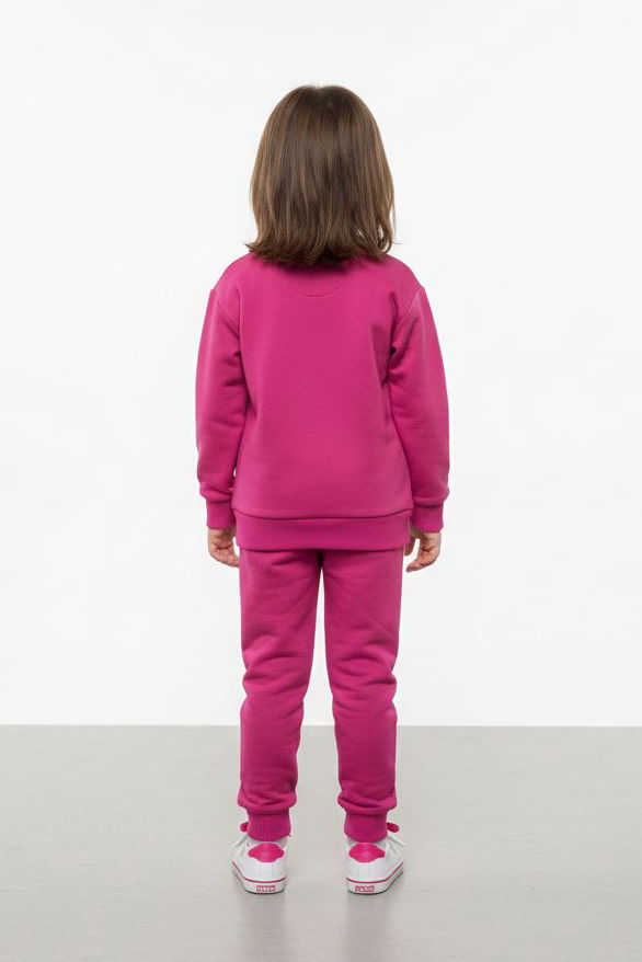 Kız Çocuk Fuşya Baskılı Eşofman Takımı - 28176-FUSYA - 2