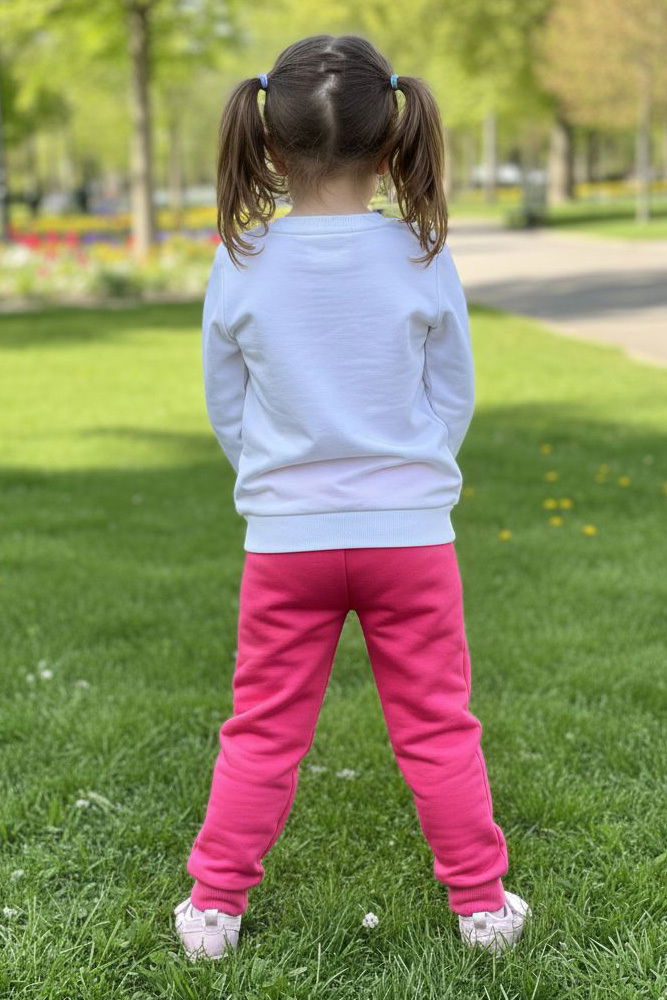 Kız Çocuk Fuşya Baskılı İki İplik Çocuk Pijama Takımı - 28275-FUSYA - 2