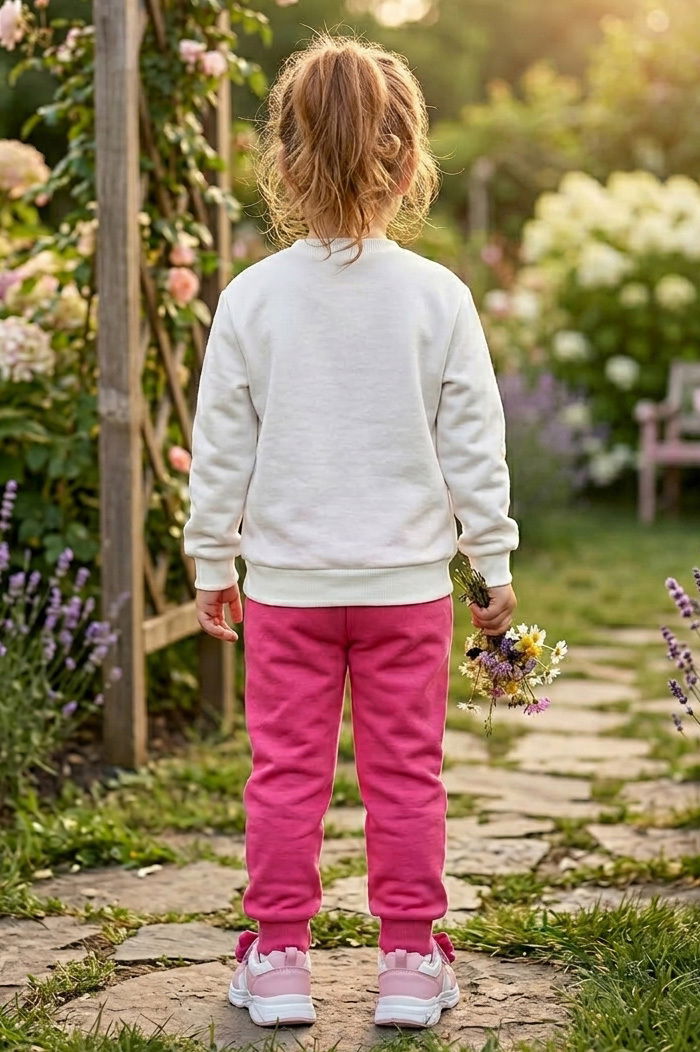 Kız Çocuk Fuşya Baskılı İki İplik Çocuk Pijama Takımı - 28347-FUSYA - 2