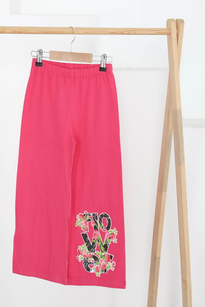 Kız Çocuk Fusya Baskılı Pijama Alt - 27385 