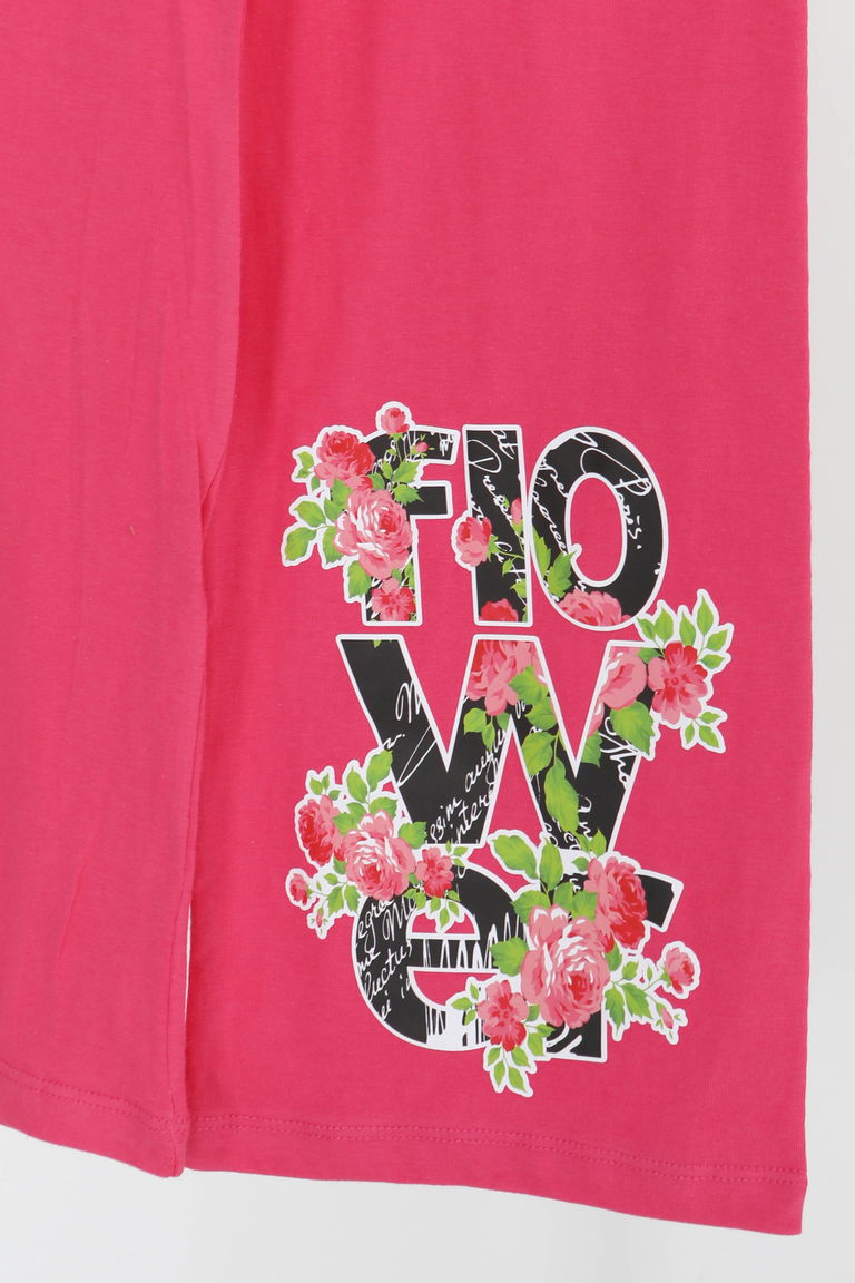 Kız Çocuk Fusya Baskılı Pijama Alt - 27385 - TOFİSA
