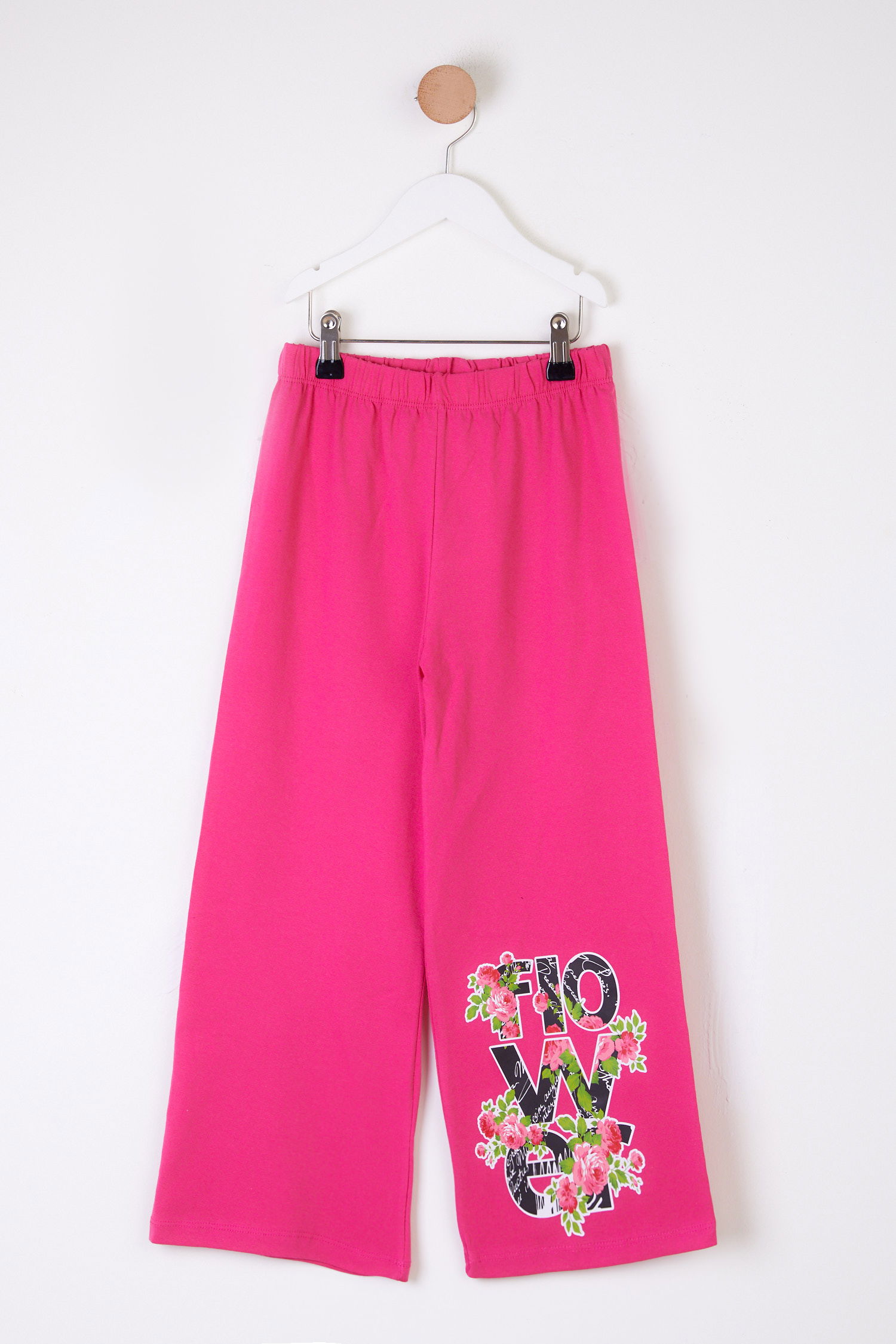 Kız Çocuk Fusya Baskılı Pijama Altı - 26090 - 1