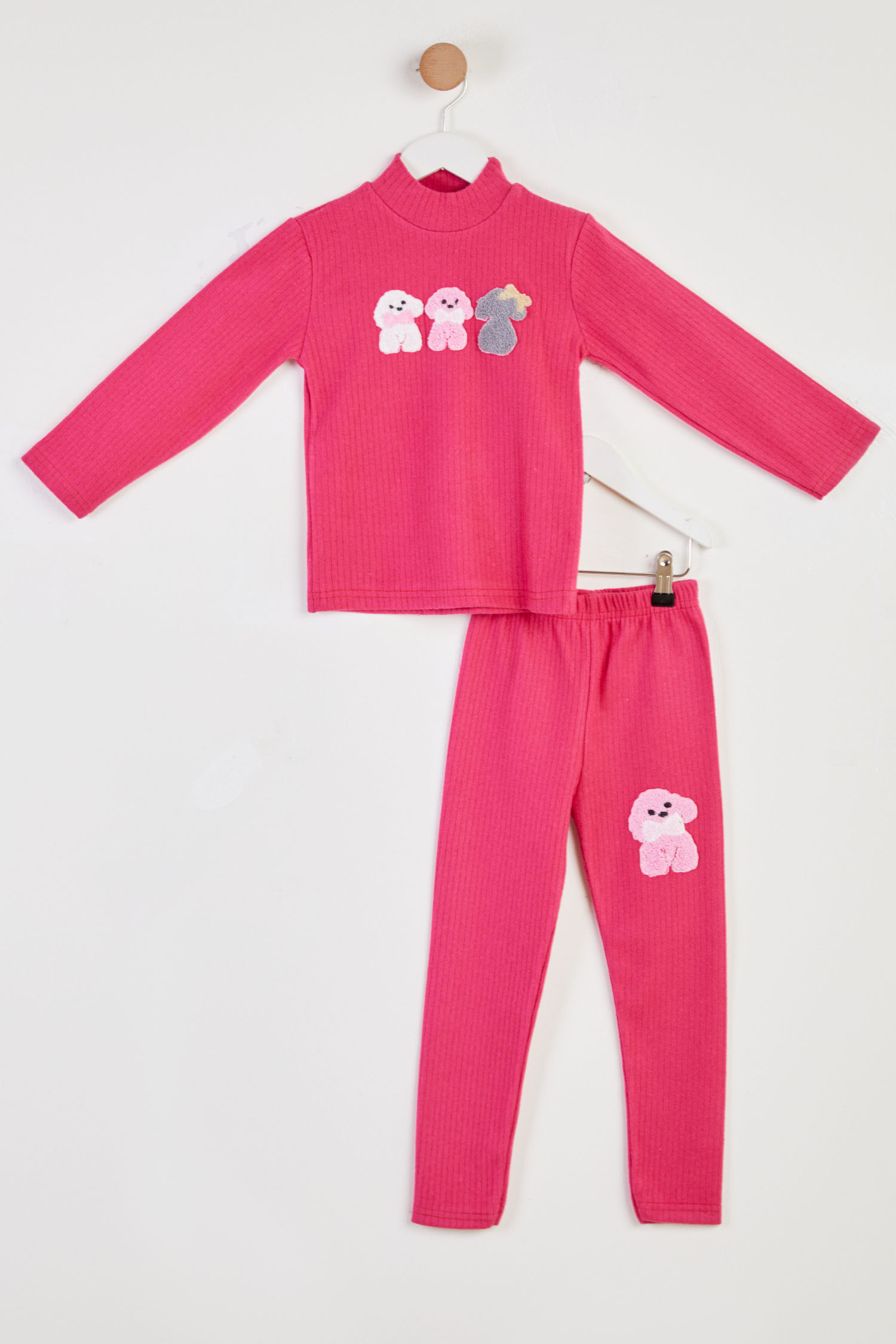Kız Çocuk Fusya Baskılı Pijama Takımı - 26443 - 1