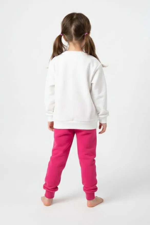 Kız Çocuk Fuşya Baskılı Pijama Takımı - 28096-FUSYA - TOFİSA