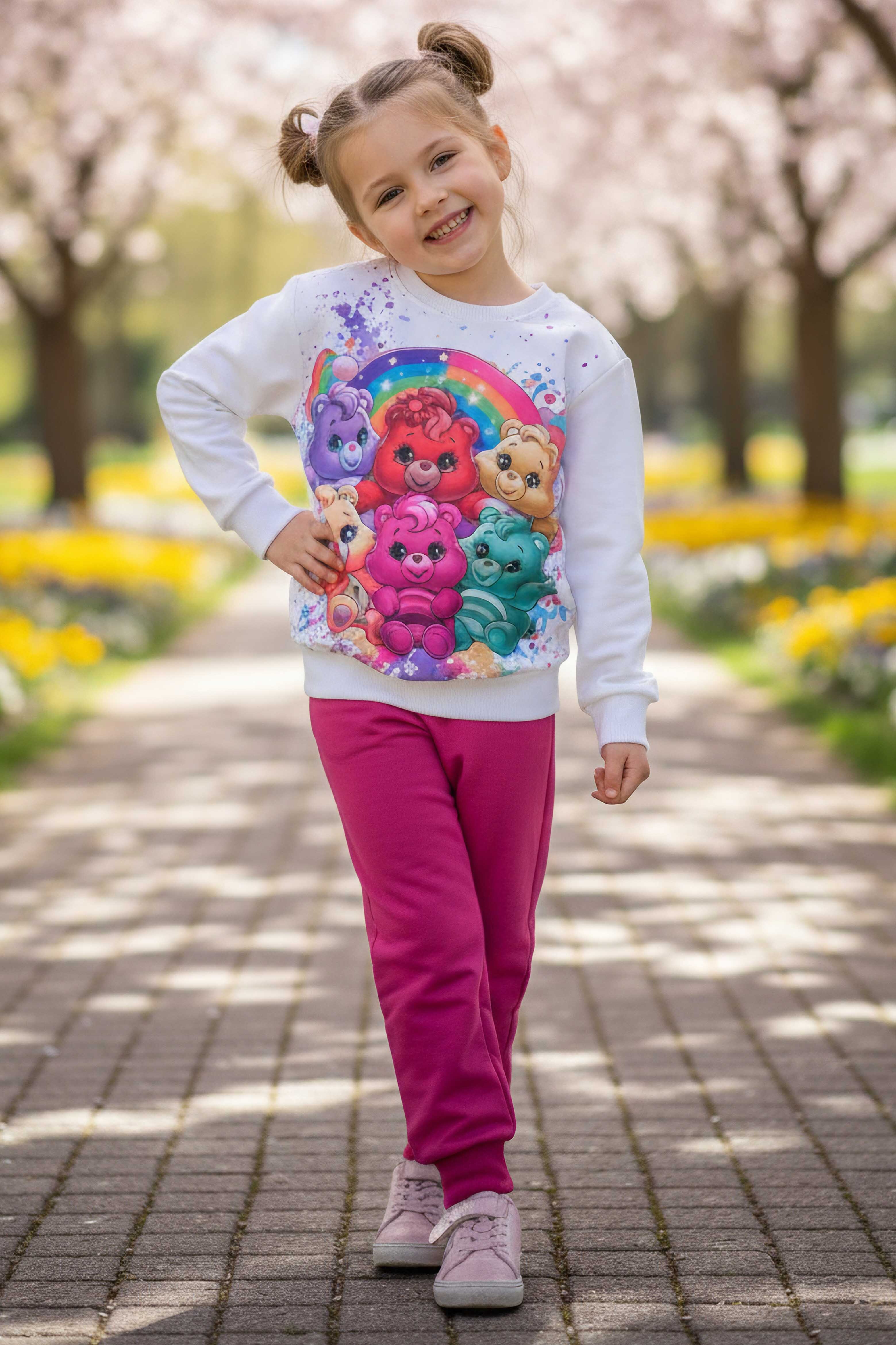 Kız Çocuk Fuşya Baskılı Pijama Takımı - 28107-FUSYA - 1