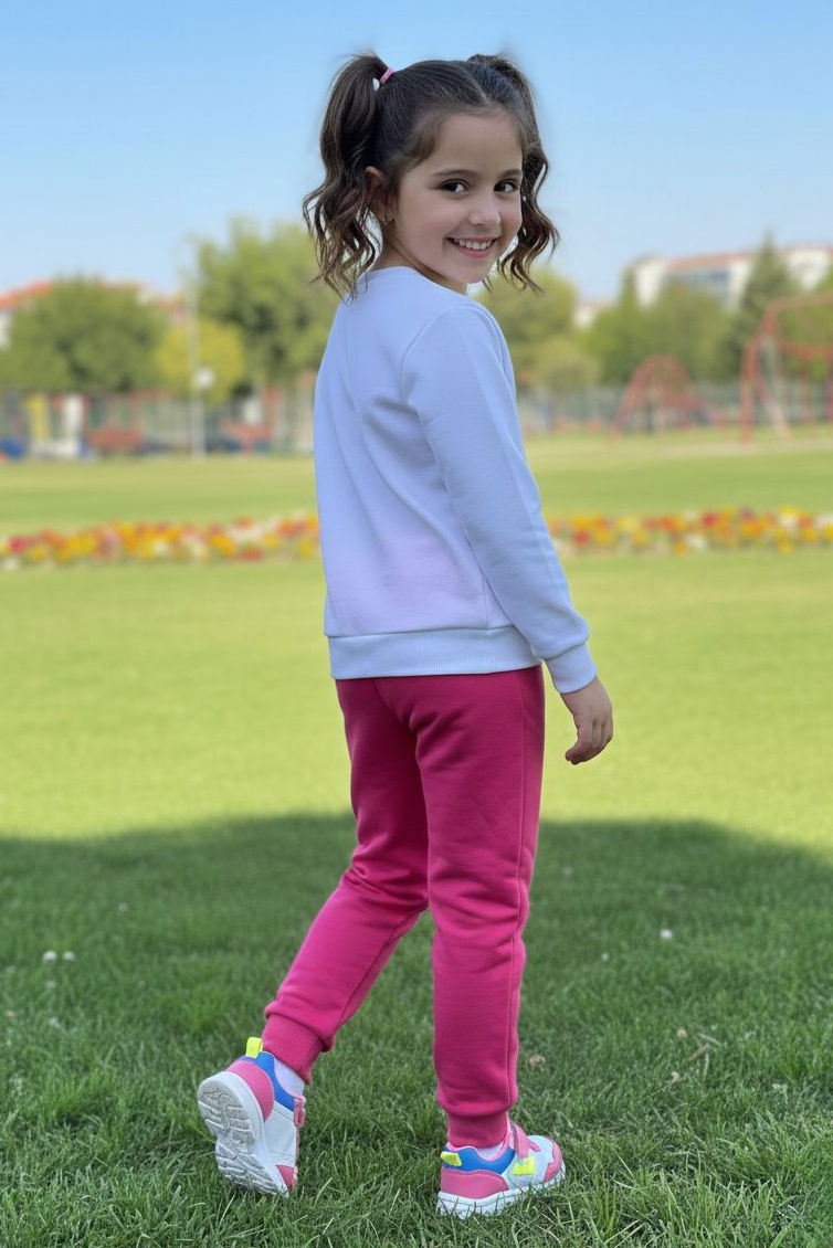 Kız Çocuk Fuşya Baskılı Pijama Takımı - 28246-FUSYA - 2