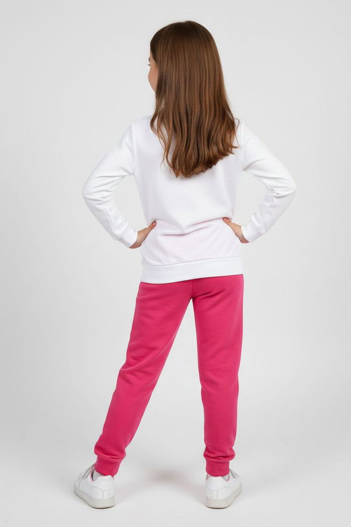 Kız Çocuk Fuşya Baskılı Şardonlu Pijama Takımı - 28237-FUSYA - 2