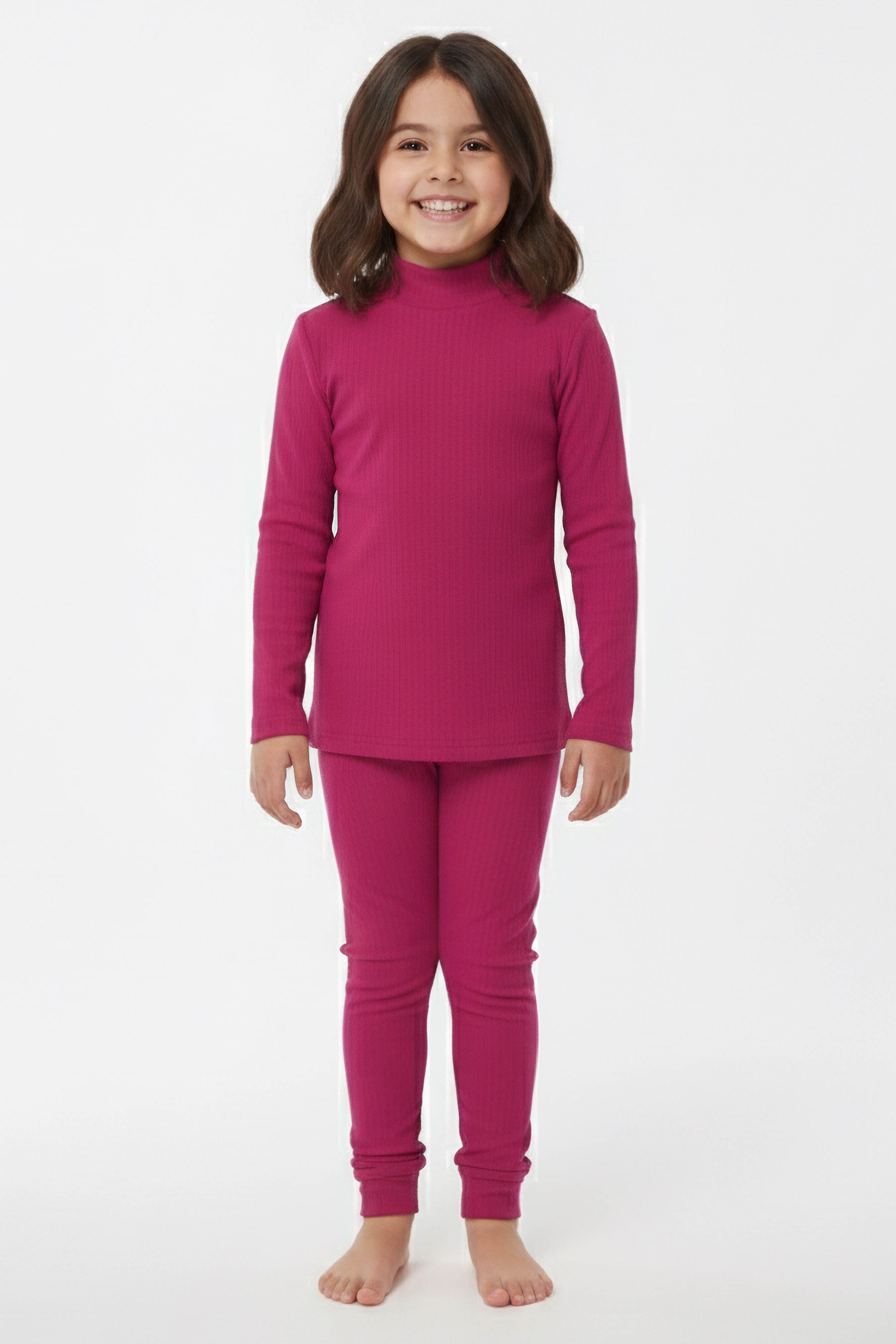 Kız Çocuk Fuşya Fitilli Ribana Takım - 28104-FUSYA - 1