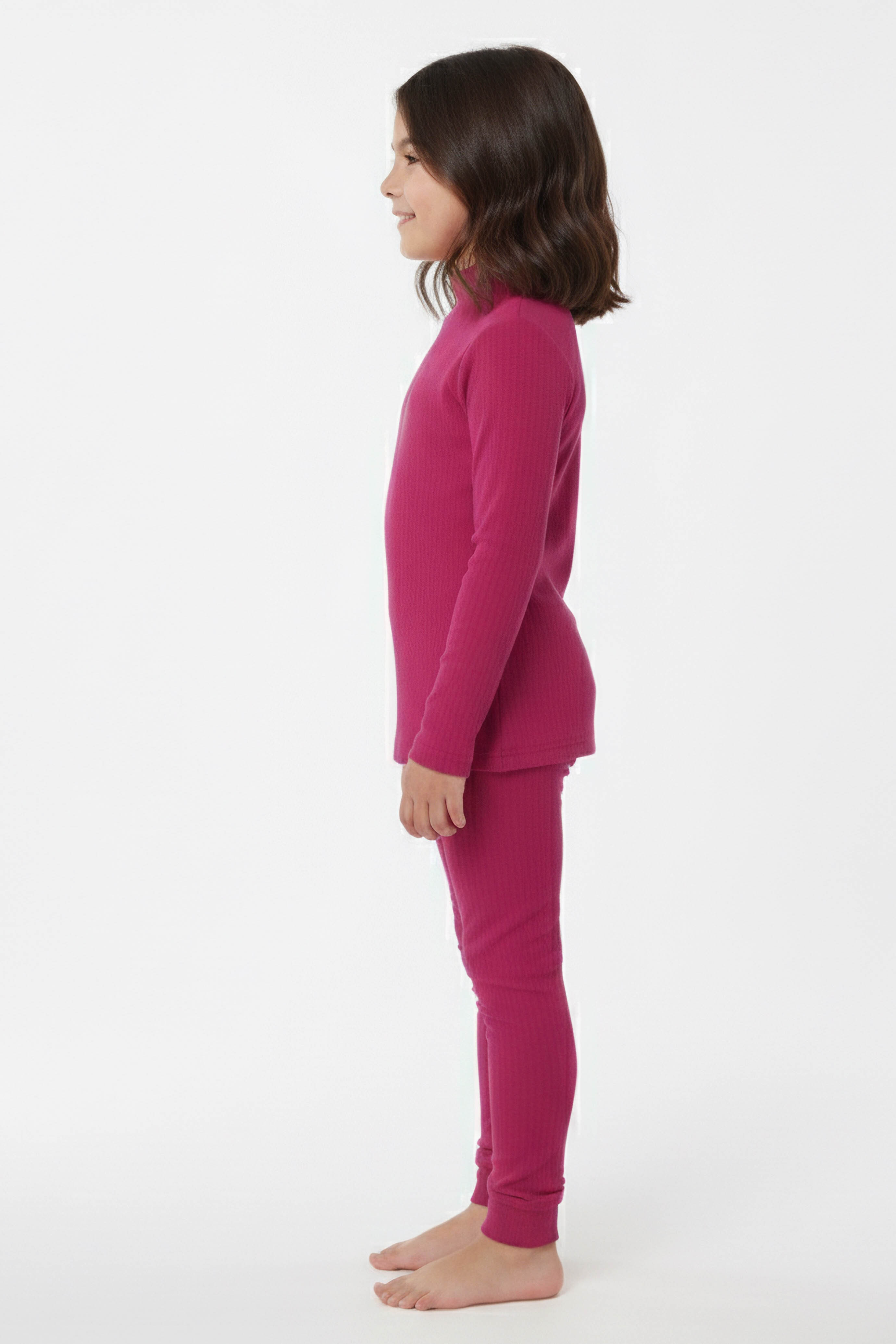 Kız Çocuk Fuşya Fitilli Ribana Takım - 28104-FUSYA - 2