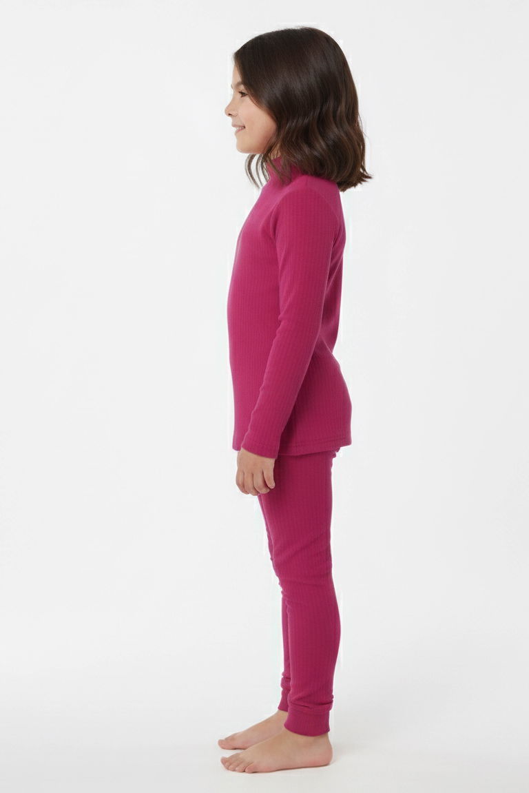 Kız Çocuk Fuşya Fitilli Ribana Takım - 28104-FUSYA - TOFİSA