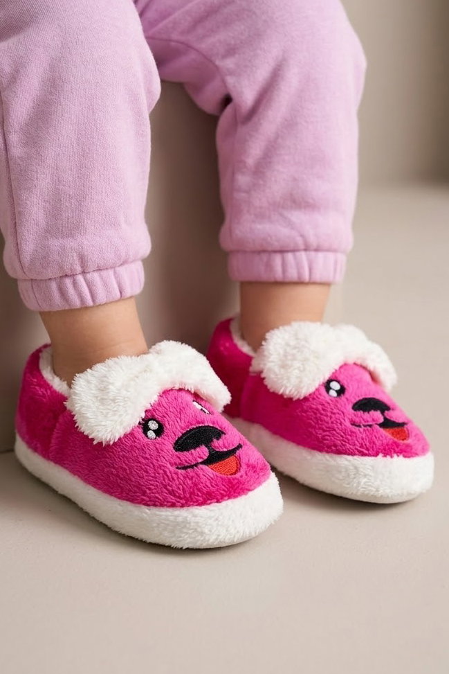 Kız Çocuk Fusya Hayvan Figürlü Çocuk Pandufu - 29174-FUSYA - 2