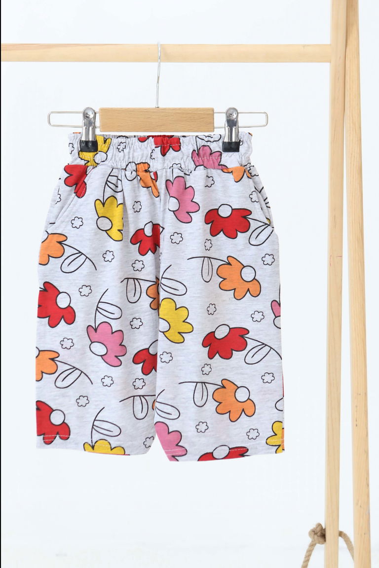 Kız Çocuk Gri Baskılı Şort - 27320 - TOFİSA