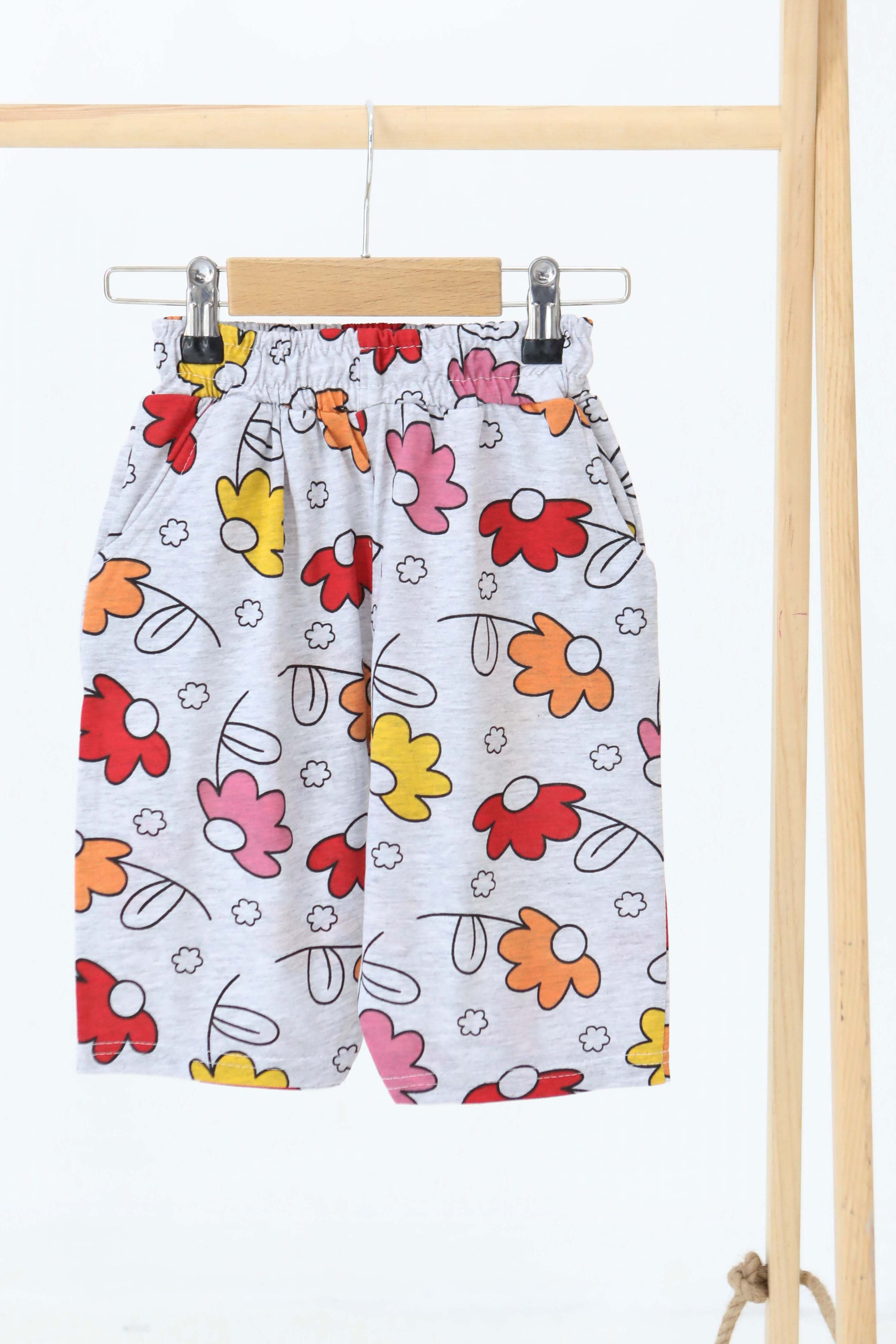 Kız Çocuk Gri Baskılı Şort - 27320 - 1