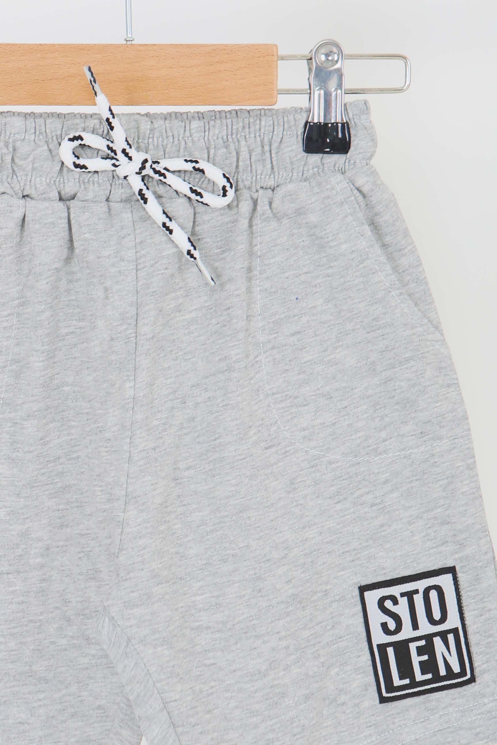 Kız Çocuk Gri Baskılı Şort - 27335 - 2