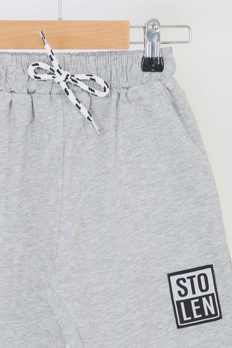 Kız Çocuk Gri Baskılı Şort - 27335 - TOFİSA