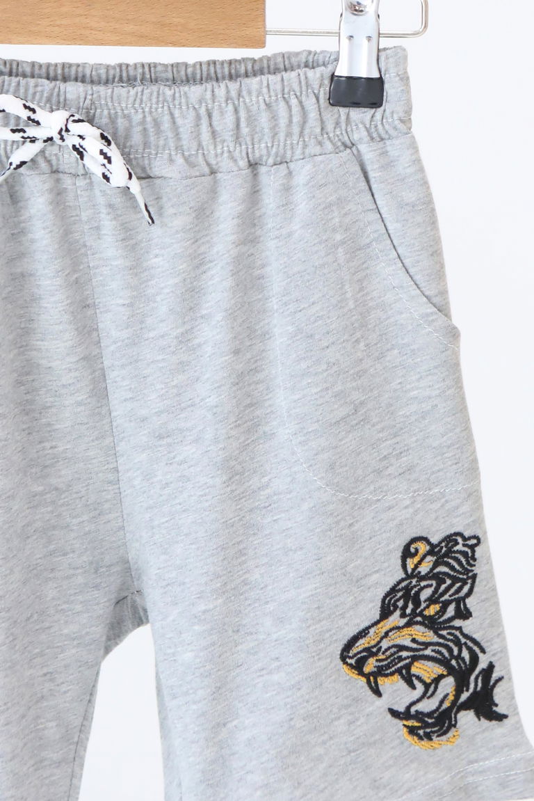 Kız Çocuk Gri Baskılı Şort - 27336 - TOFİSA