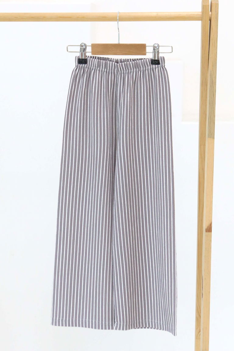 Kız Çocuk Gri Çizgili Pantolon - 27306 - TOFİSA